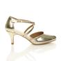 Gold High Heel Crossed Straps Court Shoes, Image 2 of 6