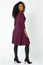 Purple Petite Panelled Skater Stretch Dress, Image 3 of 5