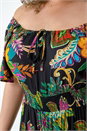 Black Curve Tropical Crinkle Shirred Midi Dress, Image 5 of 5