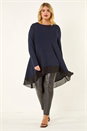 Blue Curve Glitter Chiffon Hem Tunic Top, Image 2 of 5