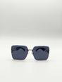 Black SVNX Black Rimless Oversized Square Sunglassses, Image 3 of 5