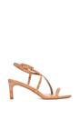 Taupe XY LONDON Taupe 'Gabriella' Square Toe Mid Stiletto Heel Sandals With Adjustable Strap, Image 1 of 5