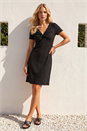 Black Petite Textured Twist Front Dress , Image 2 of 4