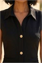 Black Dusk Collared Ribbed Midi Dress, Image 4 of 4