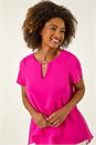 Cerise Ring Front Chiffon Overlay Top, Image 4 of 5