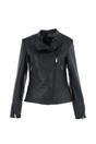 Black Veg Tanned Biker Jacket With Double Button Mandarin Collar, Image 2 of 4