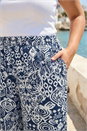 Navy  Curve Ikat Print Wide Leg Trouser, Image 4 of 4