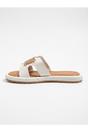 White Amber Gold Woven Buckle Slides, Image 3 of 6