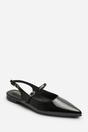 Black Estrella Pointed Toe Mary Jane Open Back Ballet Flats, Image 3 of 7