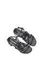 Black XY LONDON Black Flat Gladiator Strappy Sandals With Open Toe, Image 6 of 6