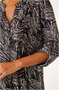 Mocha Linear Print Pintuck Pleat Shirt, Image 5 of 5