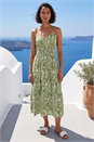 Green Dusk Abstract Print Strappy Midi Dress, Image 1 of 4