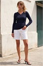 Navy  Gold Trim Knit Jumper, Image 2 of 4
