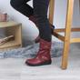 Burgundy AJVANI Burgundy Low Wedge Heel Comfort Calf Biker Boots, Image 5 of 6