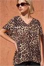 Natural Animal Print V-Neck Top, Image 1 of 4