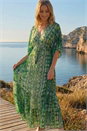 Green Boho Aztec Maxi Dress, Image 1 of 4