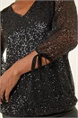 Black Sequin Mesh Blouson Top, Image 5 of 5