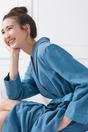 Teal "Stornoway" Herringbone Brushed Cotton Dressing Gown, Image 3 of 4
