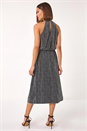 Silver Sparkle Halter Neck Stretch Midi Dress, Image 3 of 5