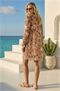 Neutral Floral Animal Print Frill A-Line Dress, Image 3 of 4