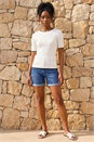 Ivory  Button Detail Ribbed Knit Top, Image 2 of 4