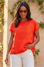 ORANGE Buttoned Back Shell Top, Image 3 of 4