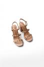 Neutral iKrush Neutral Ivy Womens Studded T-Bar Block Heel Sandals, Image 7 of 7