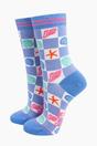Blue Seashell Checkerboard Bamboo Socks in Blue, Image 1 of 4