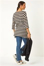 Black Crochet Knit Stripe Tunic Top, Image 3 of 5