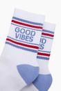 White Good Vibes Novelty Cotton Sports Socks, Image 2 of 4