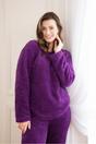 Purple Camille Lingerie Purple Supersoft Textured Woven Pattern Fleece Pyjamas, Image 4 of 5