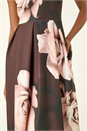 Chocolate Floral Print Premium Stretch Midi Dress, Image 5 of 5
