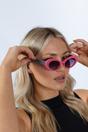 Pink Oval Cat-Eye Sunglasses in Hot Pink, Image 5 of 6