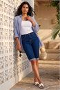 Indigo Essential Stretch Knee Length Shorts, Image 2 of 4