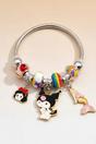 Silver Cartoon Charm Dangle Enamel Bangle Bracelet, Image 1 of 2