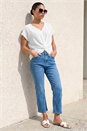 White Petite Twist Hem Top, Image 2 of 4