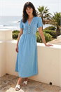 Denim Cotton Crochet Trim Dress, Image 3 of 4