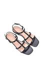 Black XY LONDON Black 'Danielle' Flat Strappy Caged Square Toe Sandals With Buckle, Image 6 of 6