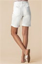 White Turned Hem Denim Stretch Shorts , Image 2 of 3
