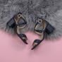 Navy Blue AJVANI Navy Blue Mid Block Heel Crossed Straps Sandals, Image 4 of 6
