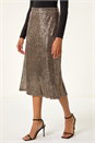 Bronze Fluted Hem Sequin Skirt, Image 1 of 6