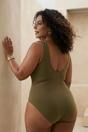 Khaki Ring Detail Scoop Neck Classic Swimsuit, Image 2 of 3