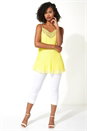 Yellow Pleated Lace Trim Cami Top, Image 2 of 5