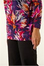 Navy Floral Print Bubble Hem Stretch Top, Image 5 of 5