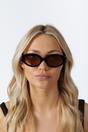Black Retro Small Oval Sunglasses Black Brown, Image 1 of 7