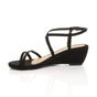Black AJVANI Black Mid Wedge Heel Crossed Straps Sandals, Image 3 of 6