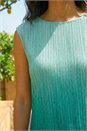 Teal Ombre Plisse Bubble Hem Top, Image 4 of 4