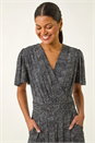 Black Spot V-Neck Midi Wrap Dress, Image 4 of 5
