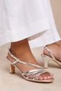 Silver 'Mykonos' Mutli Strap Slingback Low Block Heel, Image 3 of 4