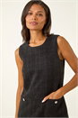 Black Textured Pinafore Pocket Dress, Image 4 of 5